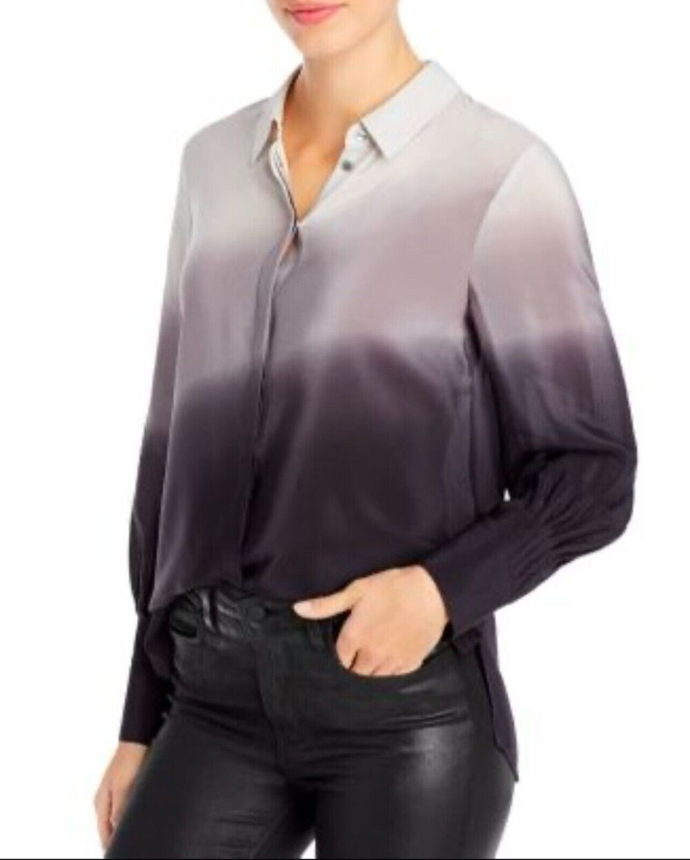 Kobi Halperin Womens Silk Lynn Gradient Ombré Button Up Top Blouse Sz S Workwear
